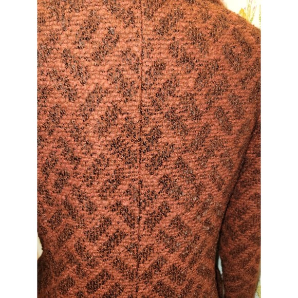 Vintage 60s 70s Rust Boucle Herringbone Double-Breasted Coat Jacket Mod Medium - Picture 9 of 16